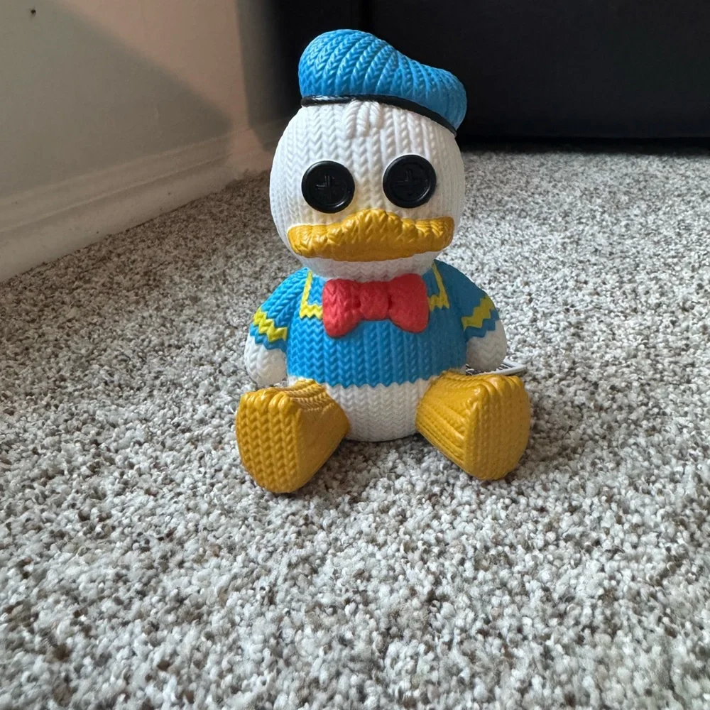 Blue and Yellow Knitted Duck Toy